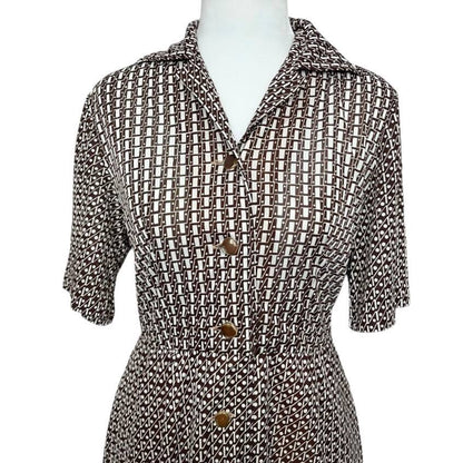 Geometric Pattern Button-Down Dress