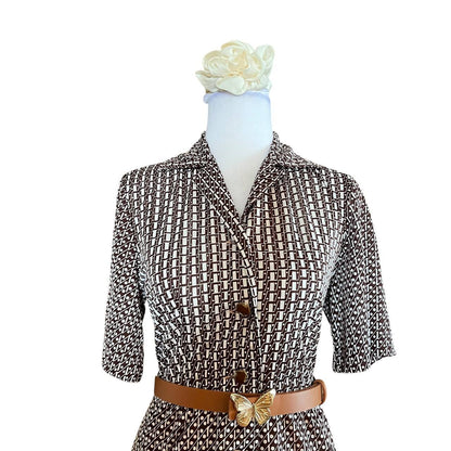 Geometric Pattern Button-Down Dress