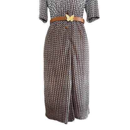 Geometric Pattern Button-Down Dress