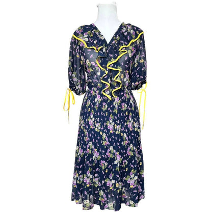 Vintage Floral V-Neck Dress