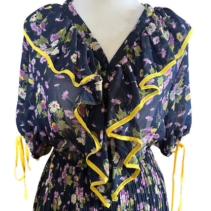 Vintage Floral V-Neck Dress