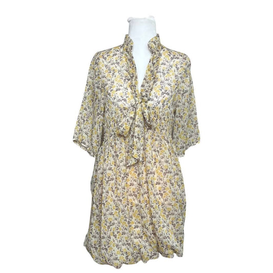 Floral Print Tie Neckline Dress