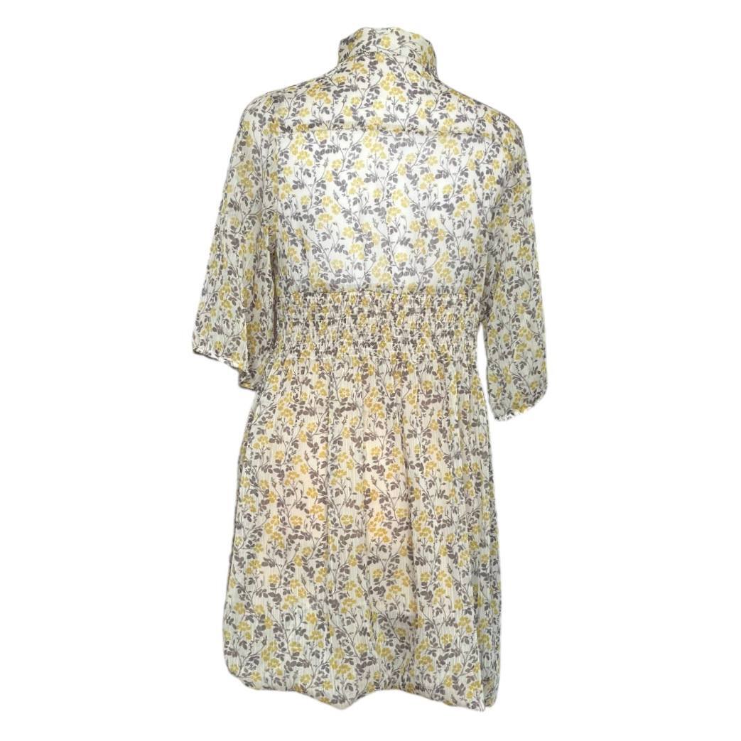 Floral Print Tie Neckline Dress