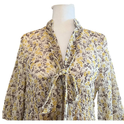 Floral Print Tie Neckline Dress