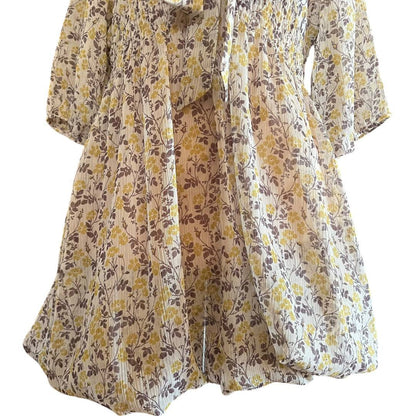 Floral Print Tie Neckline Dress