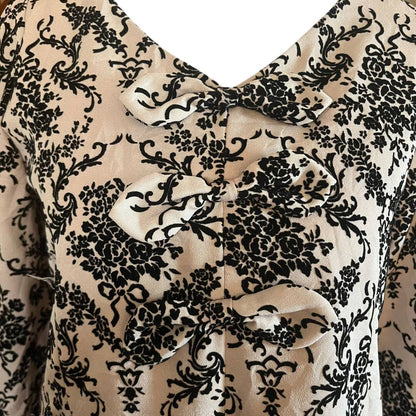 Cream  Black Floral Dress