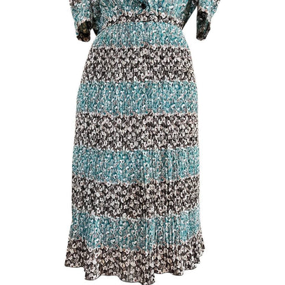 Vintage Floral Pleated Midi Dress