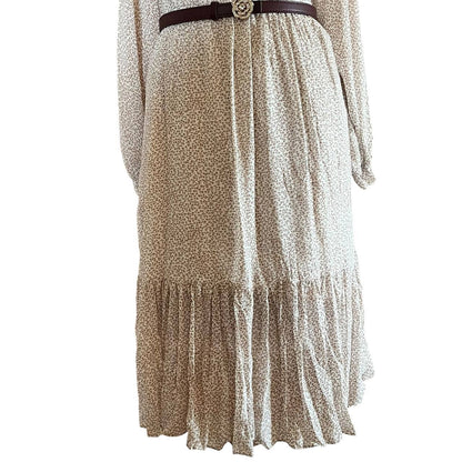 Cream Floral Midi Dress
