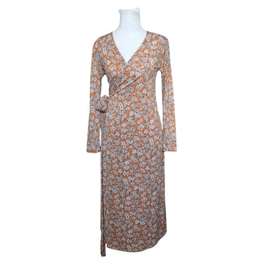 Orange Floral Wrap Dress