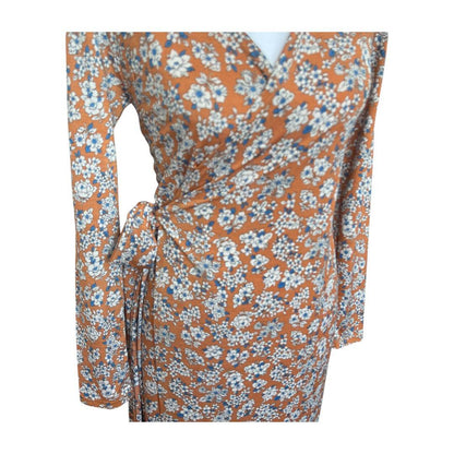Orange Floral Wrap Dress