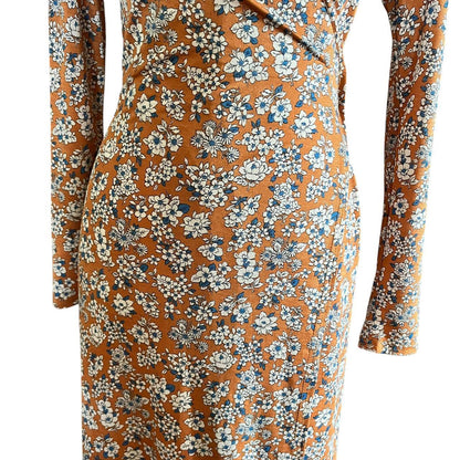 Orange Floral Wrap Dress