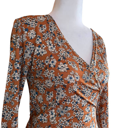 Orange Floral Wrap Dress