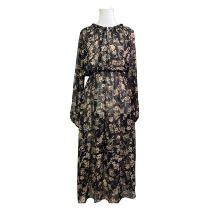 Floral Sheer Long-Sleeved Maxi Dress