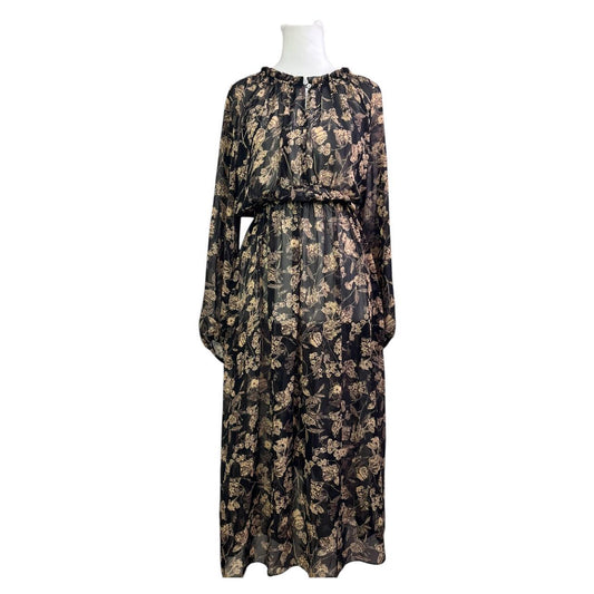 Floral Sheer Long-Sleeved Maxi Dress
