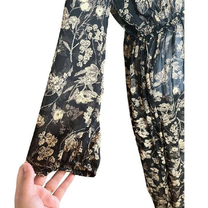Floral Sheer Long-Sleeved Maxi Dress