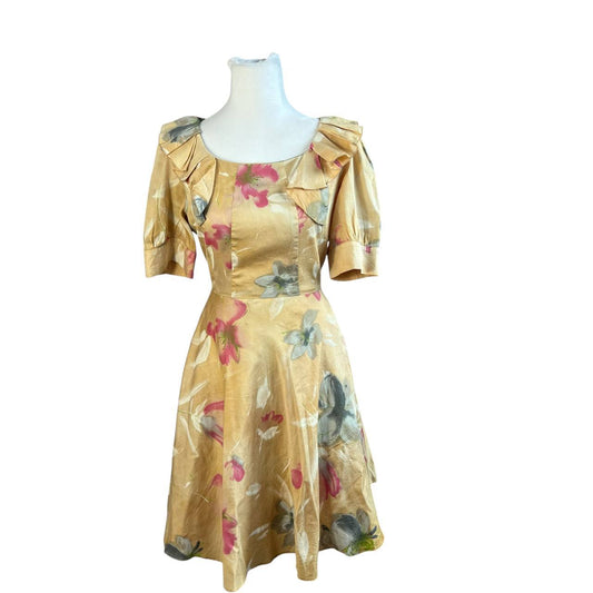 Mustard Floral Vintage Dress