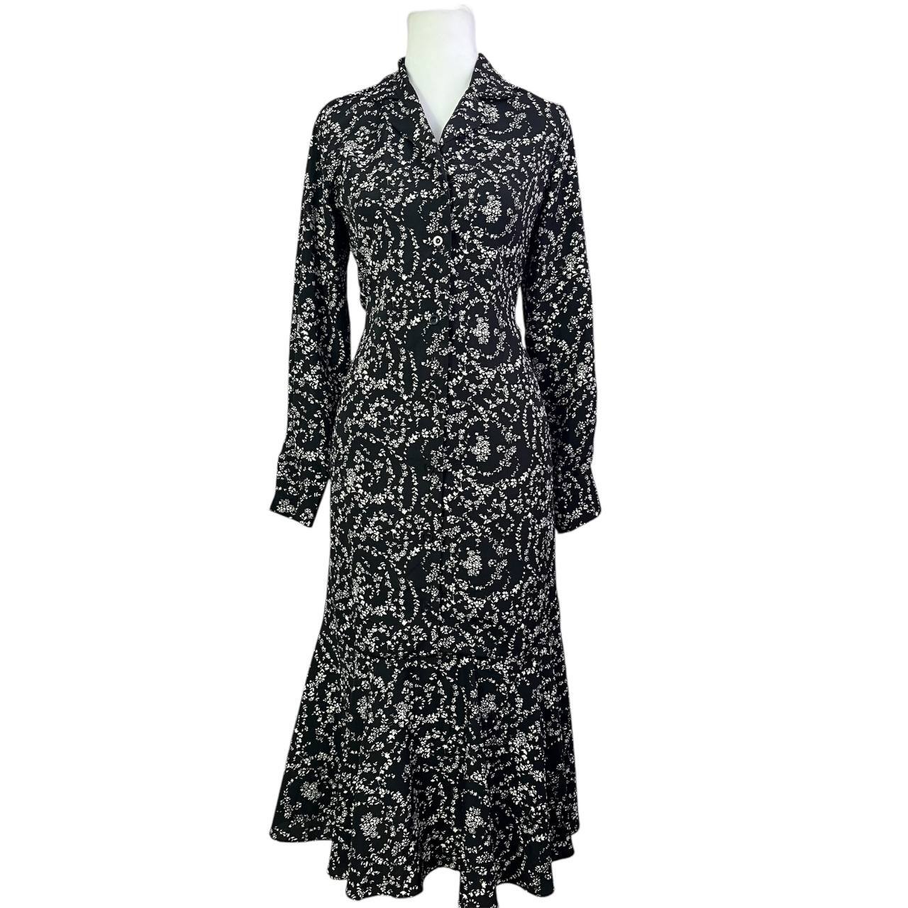 Black Floral Maxi Flounced Hem Dress