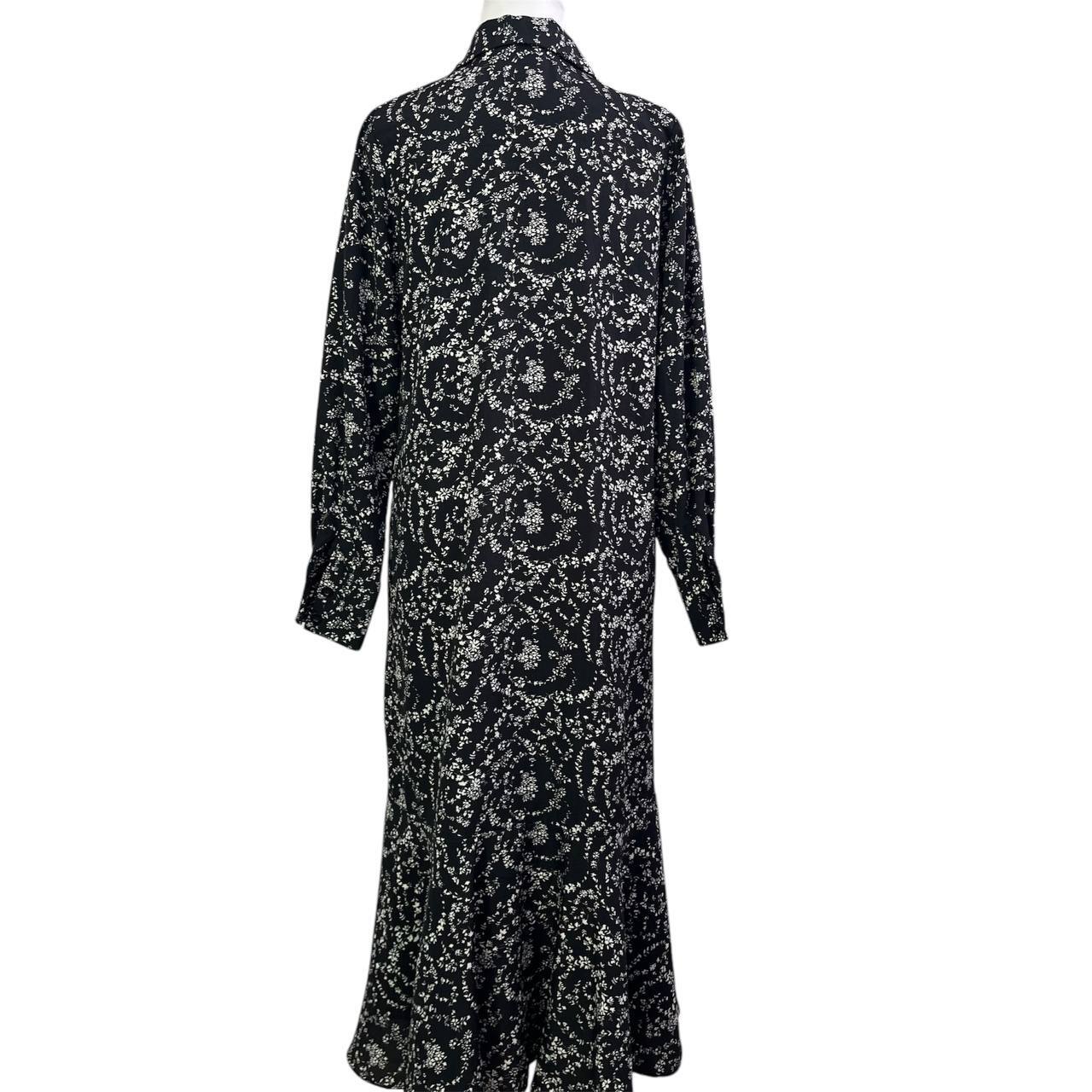 Black Floral Maxi Flounced Hem Dress