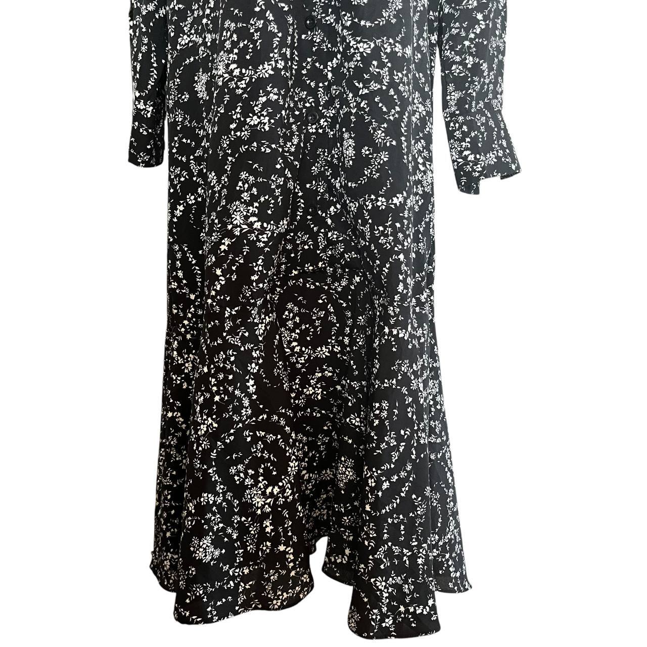 Black Floral Maxi Flounced Hem Dress