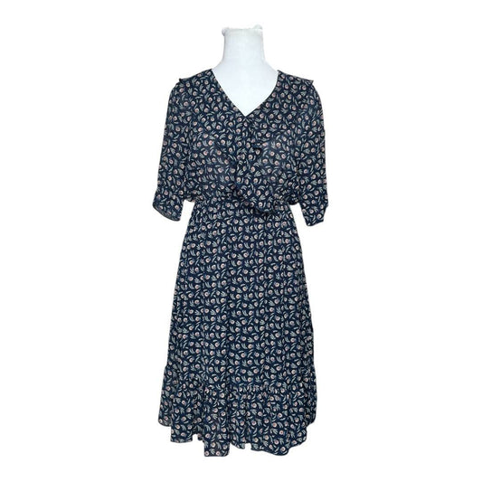 Floral Print V-Neck Midi Dress