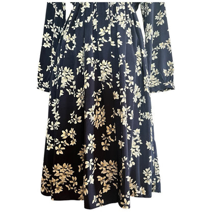 Black Floral Elastic Waist Dress