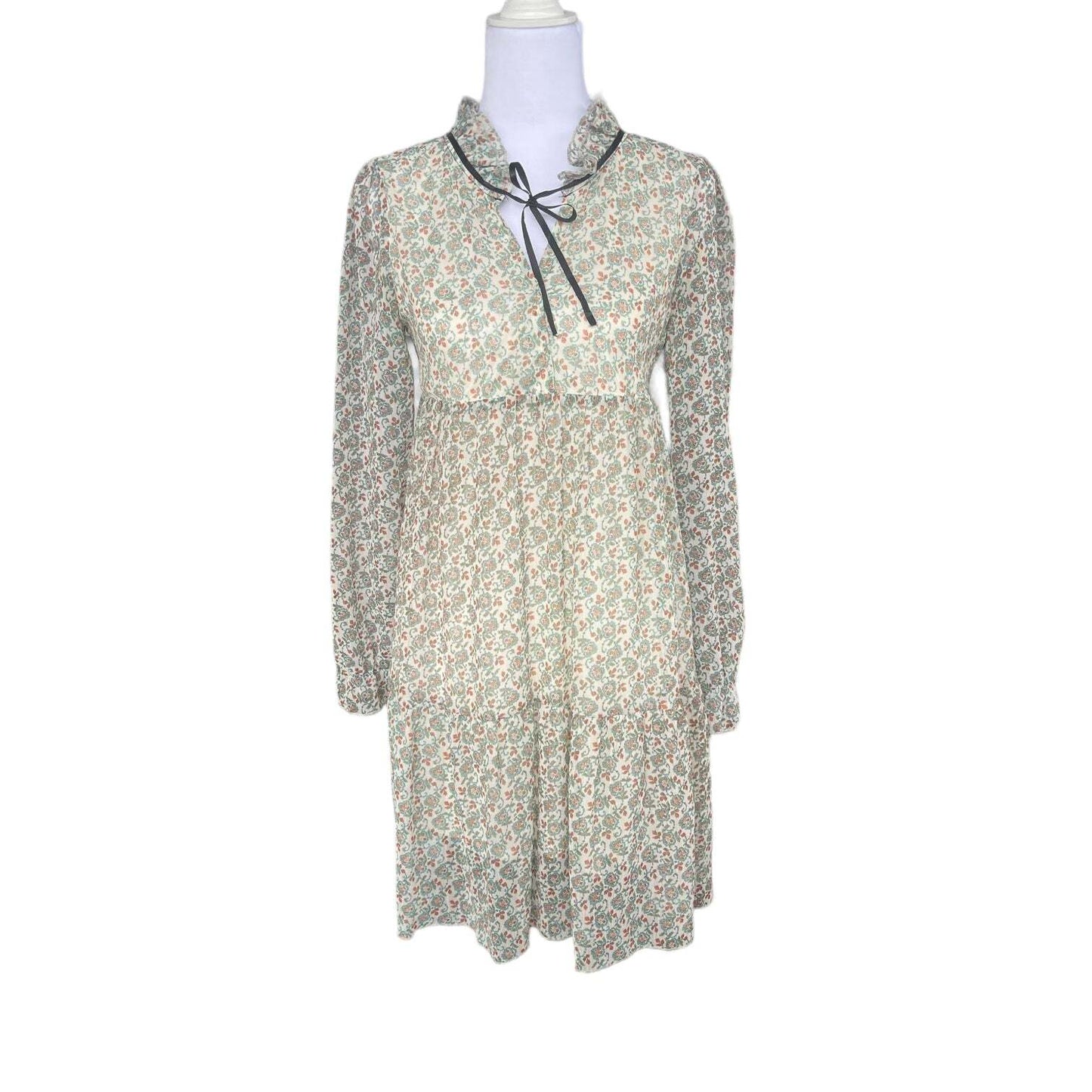 Vintage Floral Dress, High Collar