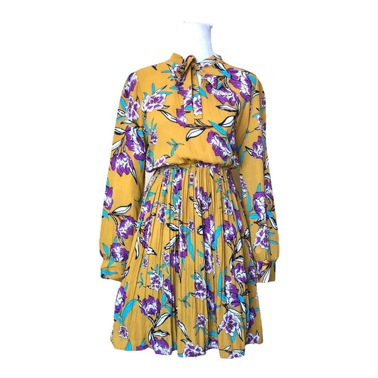 Floral Mustard Yellow Midi Dress