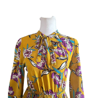 Floral Mustard Yellow Midi Dress