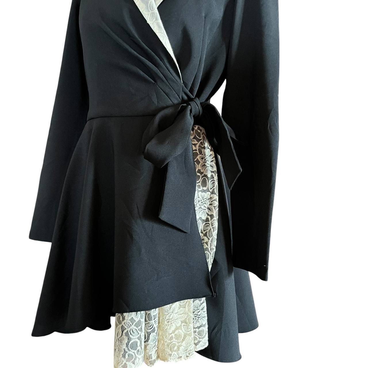 Black Contrast Wrap Dress