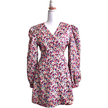 Floral Wrap Dress with Long Sleeves