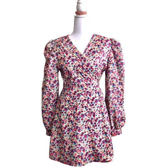 Floral Wrap Dress with Long Sleeves