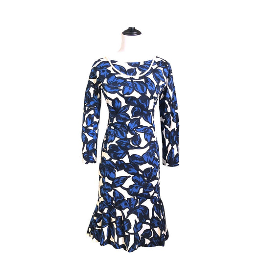 Blue Floral Cotton Trumpet Dress