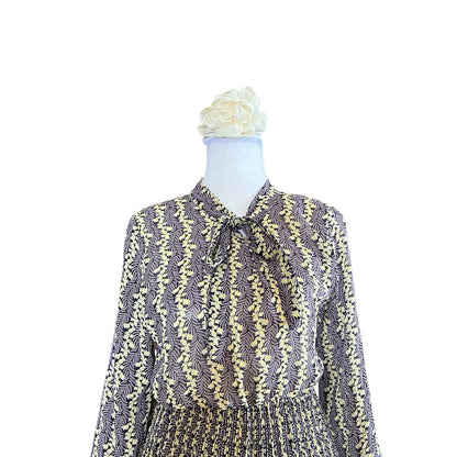 Vintage Purple Floral Pleated Dress
