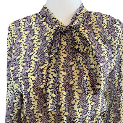 Vintage Purple Floral Pleated Dress
