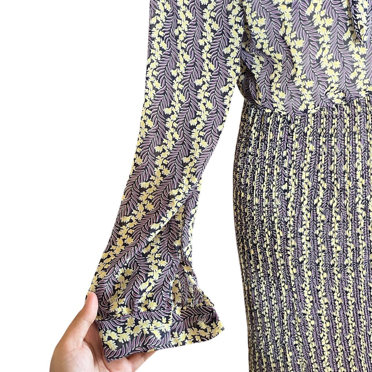 Vintage Purple Floral Pleated Dress
