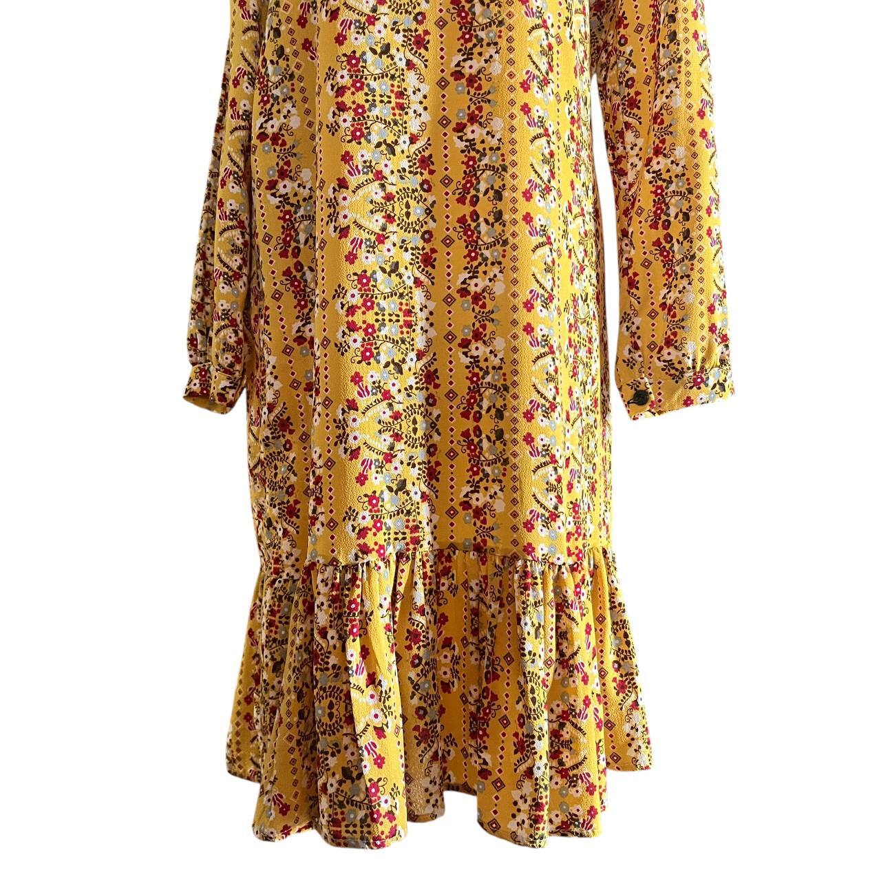 Yellow Ruffled Hem Shift Dress