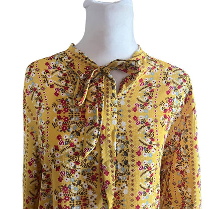 Yellow Ruffled Hem Shift Dress