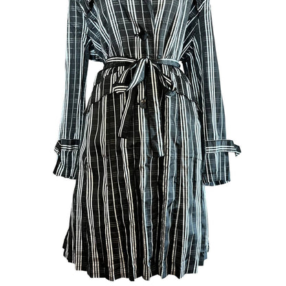 Black Coat-Style Striped Dress
