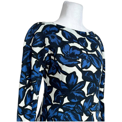 Blue Floral Cotton Trumpet Dress