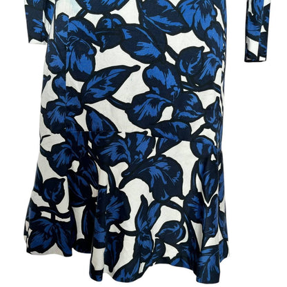 Blue Floral Cotton Trumpet Dress