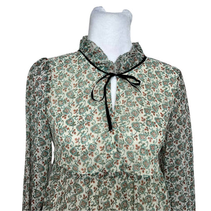 Vintage Floral Dress, High Collar