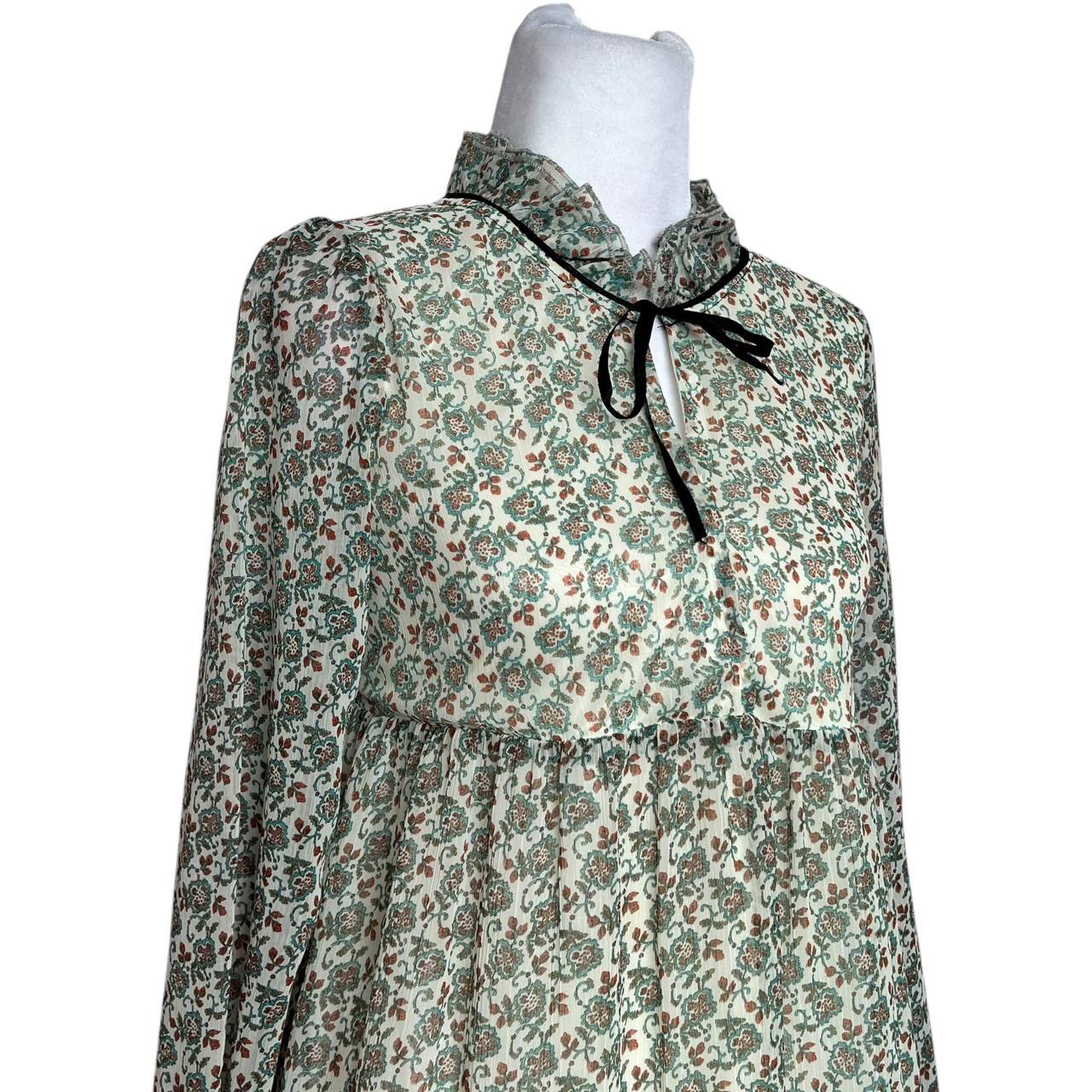 Vintage Floral Dress, High Collar