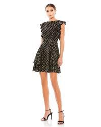 Black Polka Dot Flare Cocktail Dress