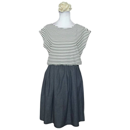 Casual striped two-tone dress