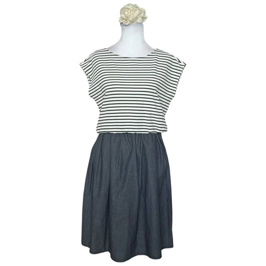 Casual striped two-tone dress