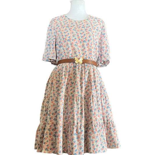 80s-Style Floral Tiered Dress