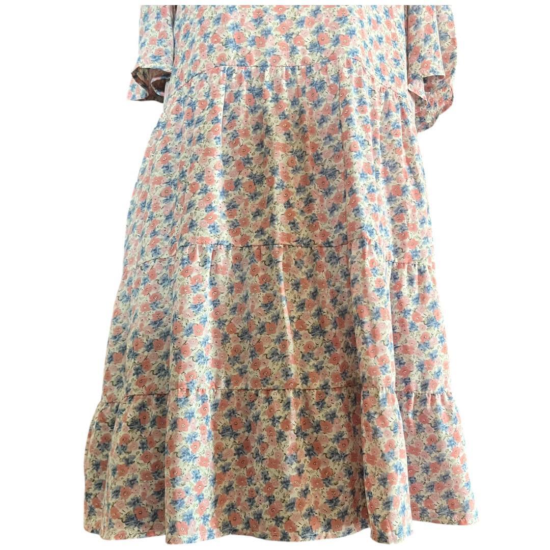 80s-Style Floral Tiered Dress