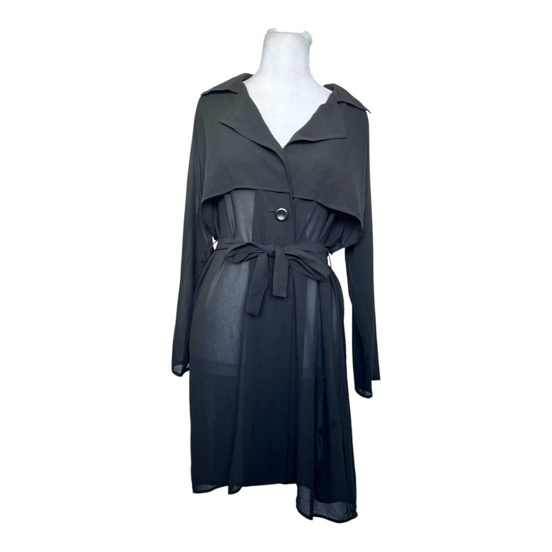 Elegant black sheer trench.