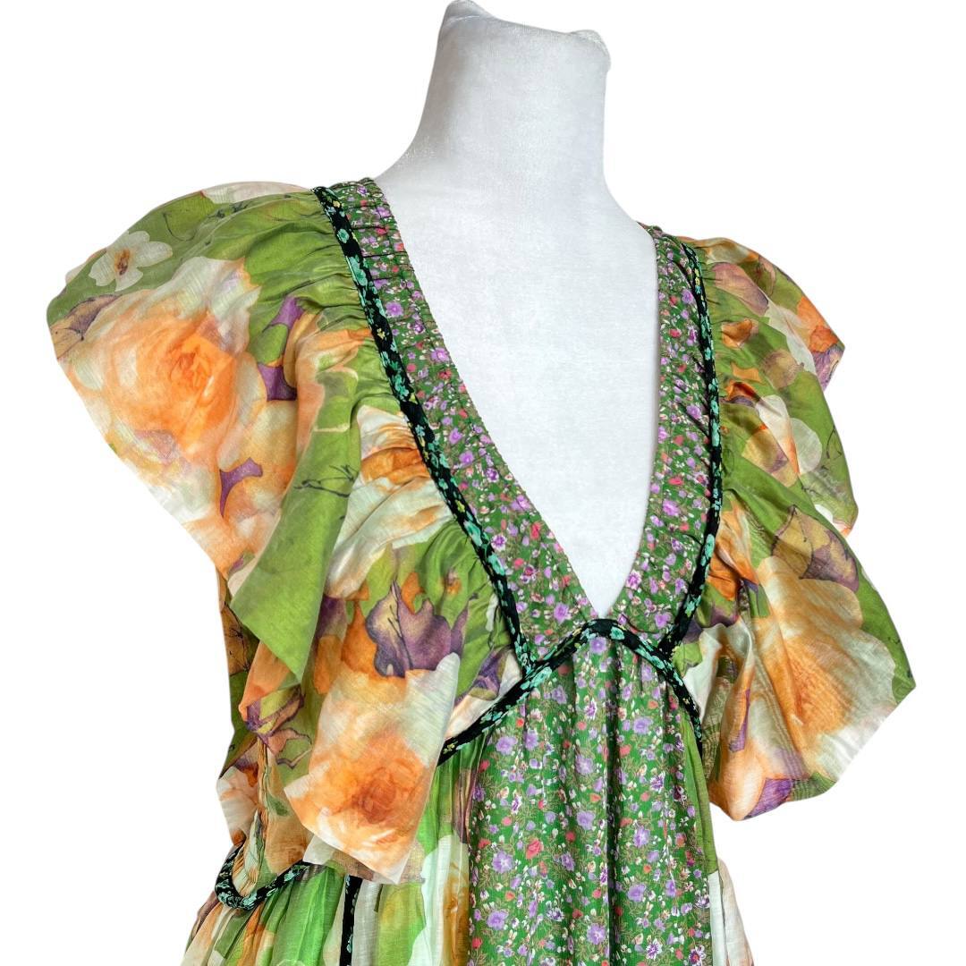 Bohemian Green Ruffled Dress