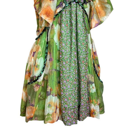 Bohemian Green Ruffled Dress